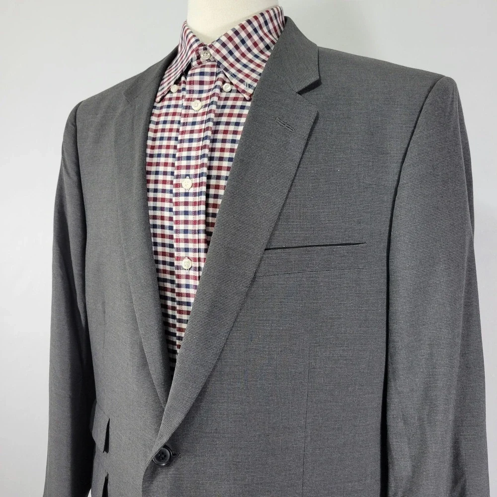 Haggar Men's Sport Coat Blazer Two‎ Button Charcoal Gray Polyester Blend 46R